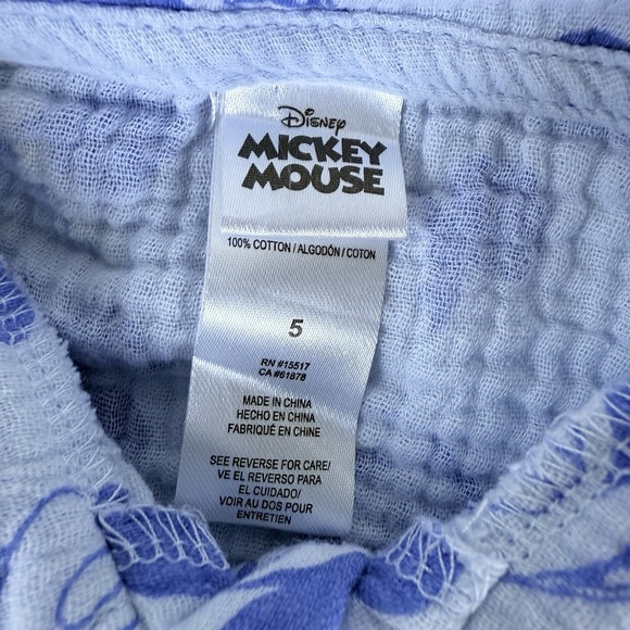 Boys Disney Collared Seersucker Button Up Short Sleeve Shirt Blue Size 5 - Picture 2 of 5